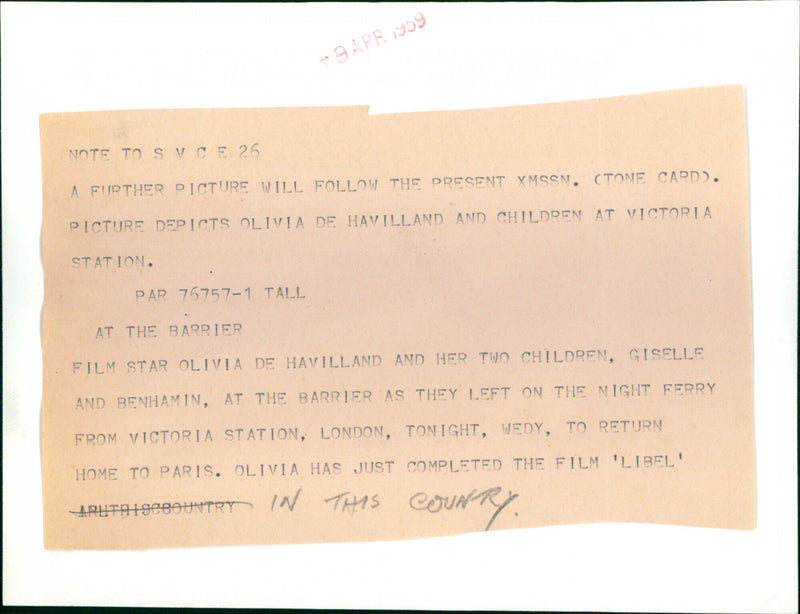 Olivia de Havilland - Vintage Photograph