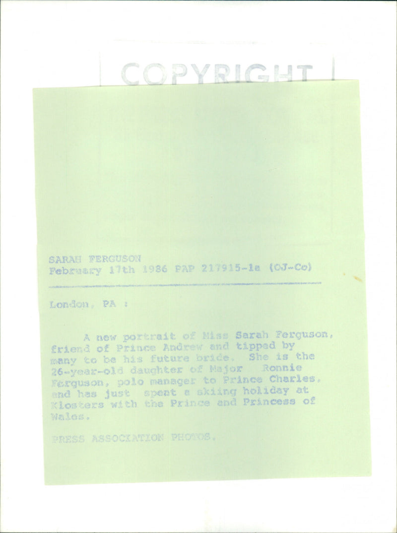 Sarah Ferguson - Vintage Photograph