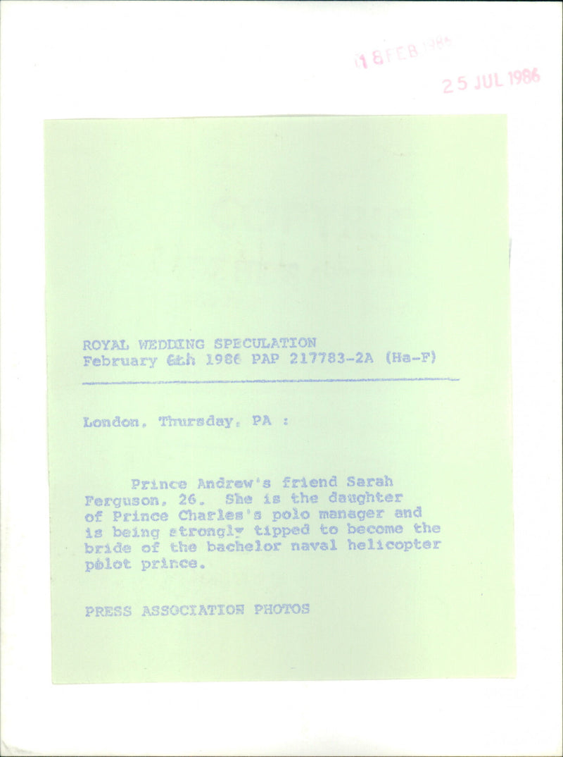 Sarah Ferguson - Vintage Photograph