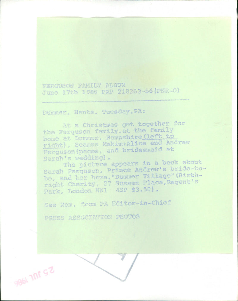 Seamus Makim, Alice and Andrew Ferguson - Vintage Photograph