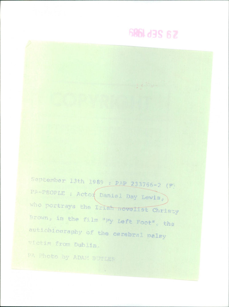 Daniel Day Lewis - Vintage Photograph