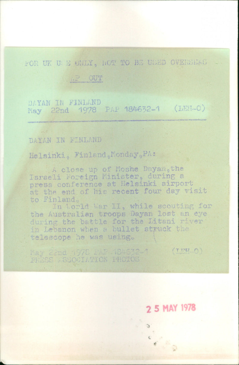 Moshe Dayan - Vintage Photograph