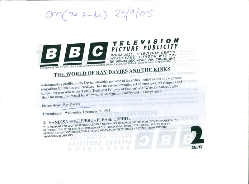 Ray Davies - Vintage Photograph