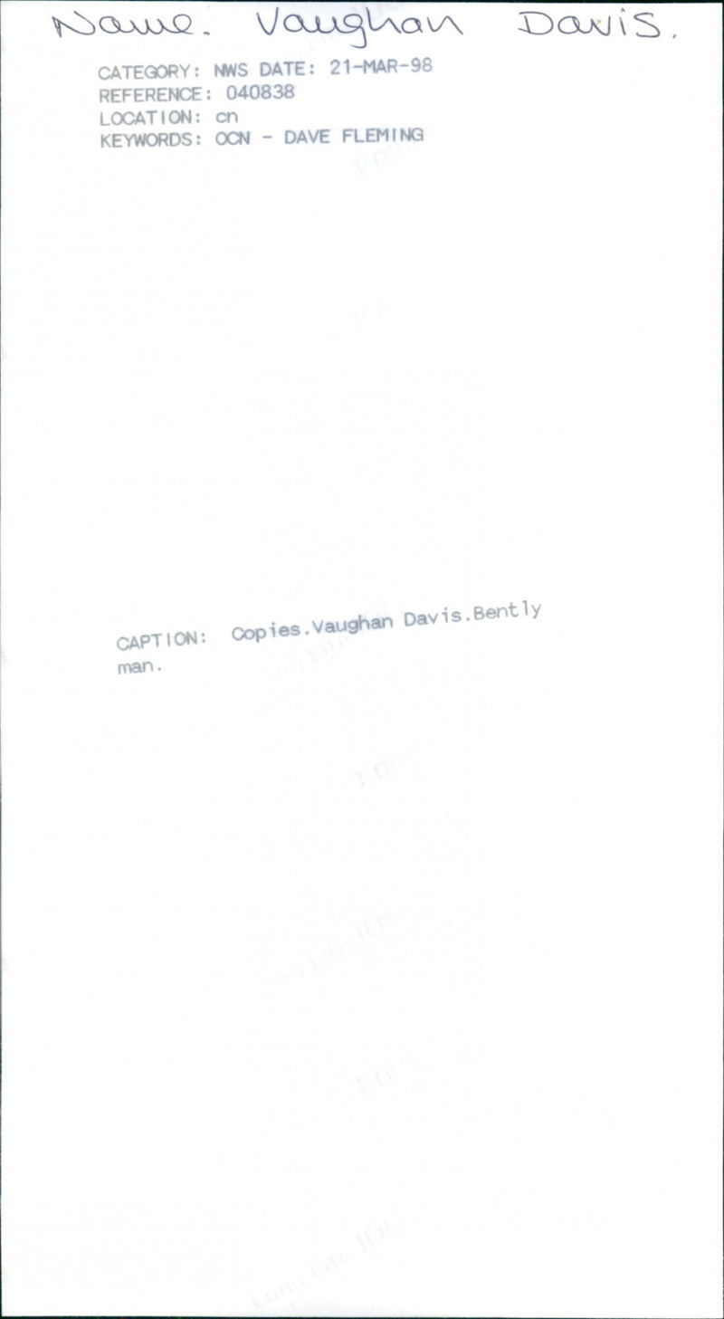 Vaughan Davis - Vintage Photograph