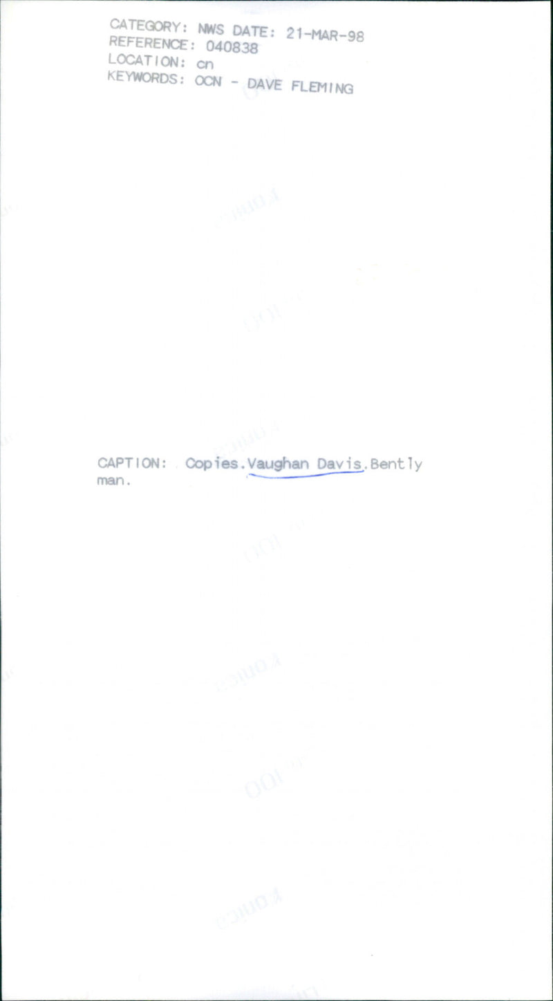 Vaughan Davis - Vintage Photograph