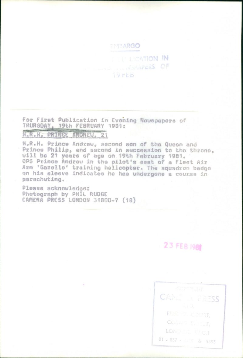 Prince Andrew - Vintage Photograph