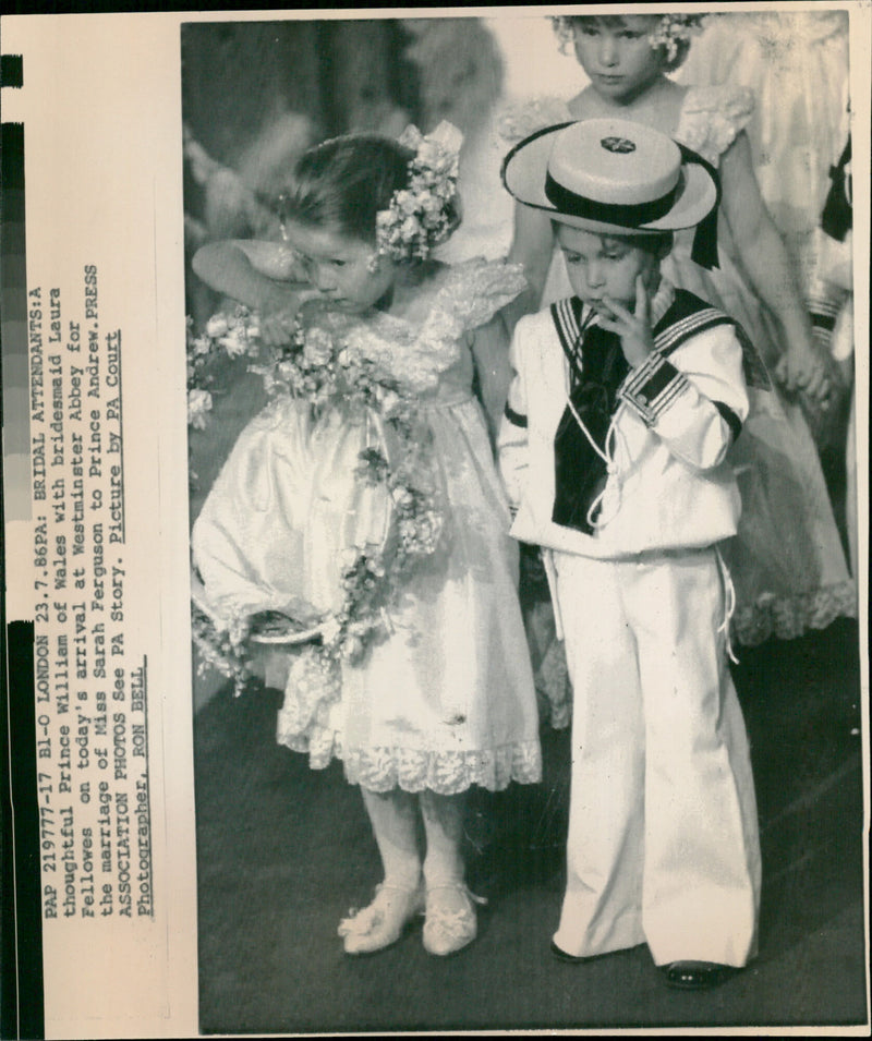 Bridal Attendants in Sarah Ferguson and Prince Andrew Wedding - Vintage Photograph