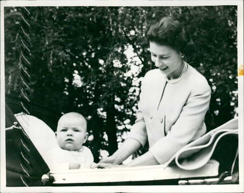 Queen Elizabeth II and Baby Prince Andrew - Vintage Photograph