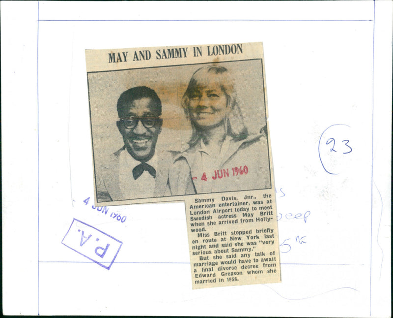 Sammy Davis jr, may britt - Vintage Photograph