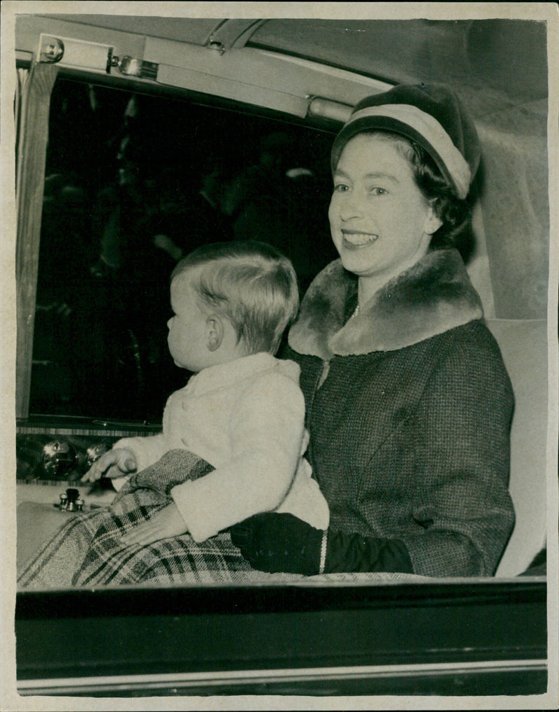Queen Elizabeth II and Baby Prince Andrew - Vintage Photograph