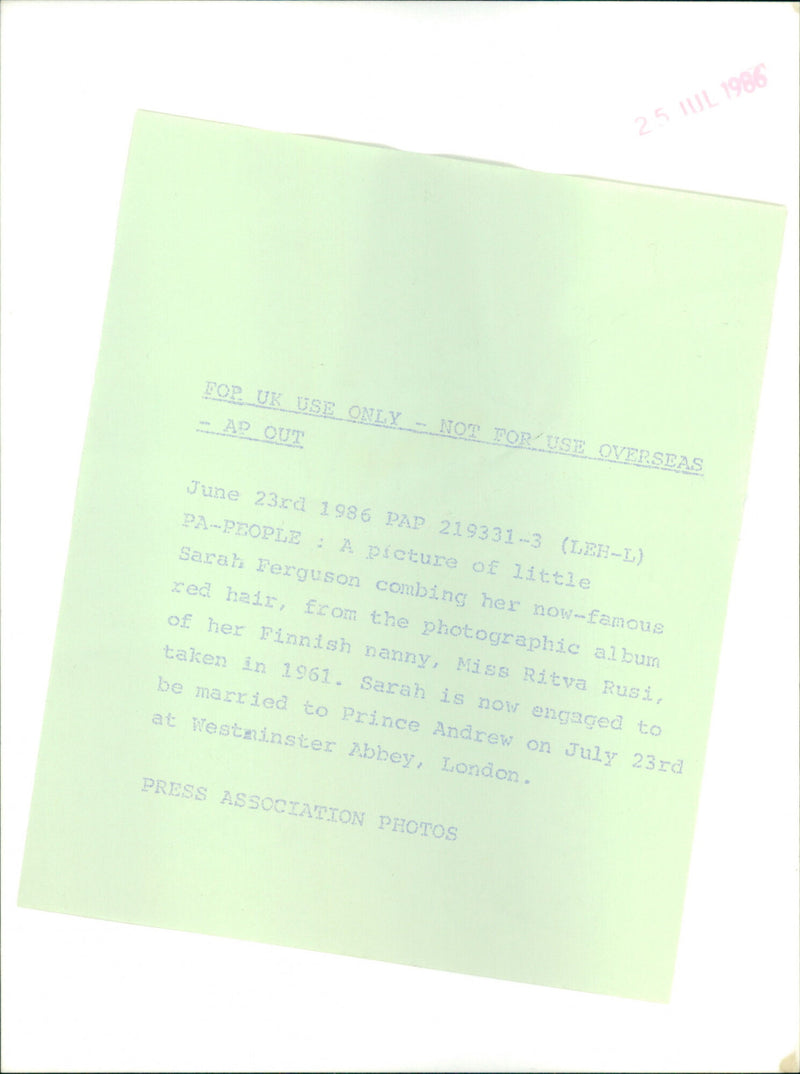 Sarah Ferguson - Vintage Photograph