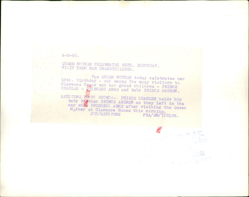 Queen Mother celebrates 60th birthday - Vintage Photograph