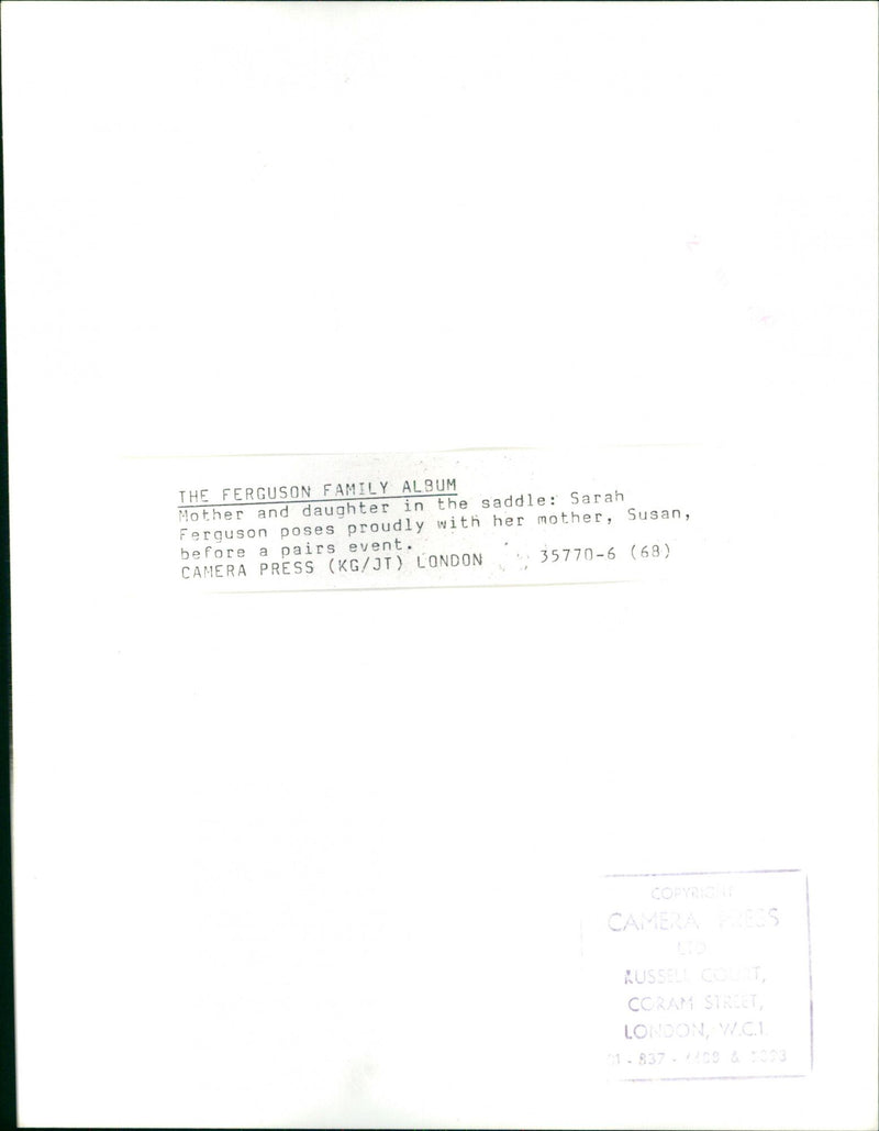 Sarah Ferguson with Her Mother, Susan - Vintage Photograph