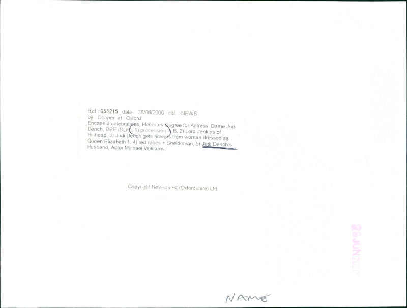 Judi Dench - Vintage Photograph