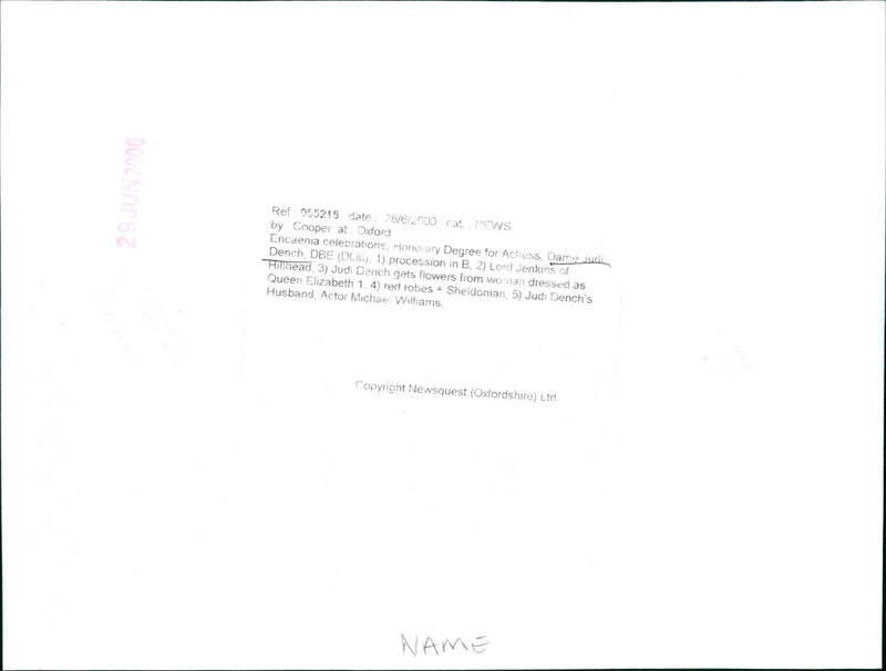 Judi Dench - Vintage Photograph