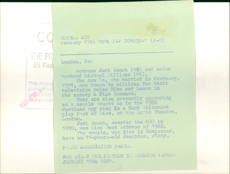 Judi Dench - Vintage Photograph