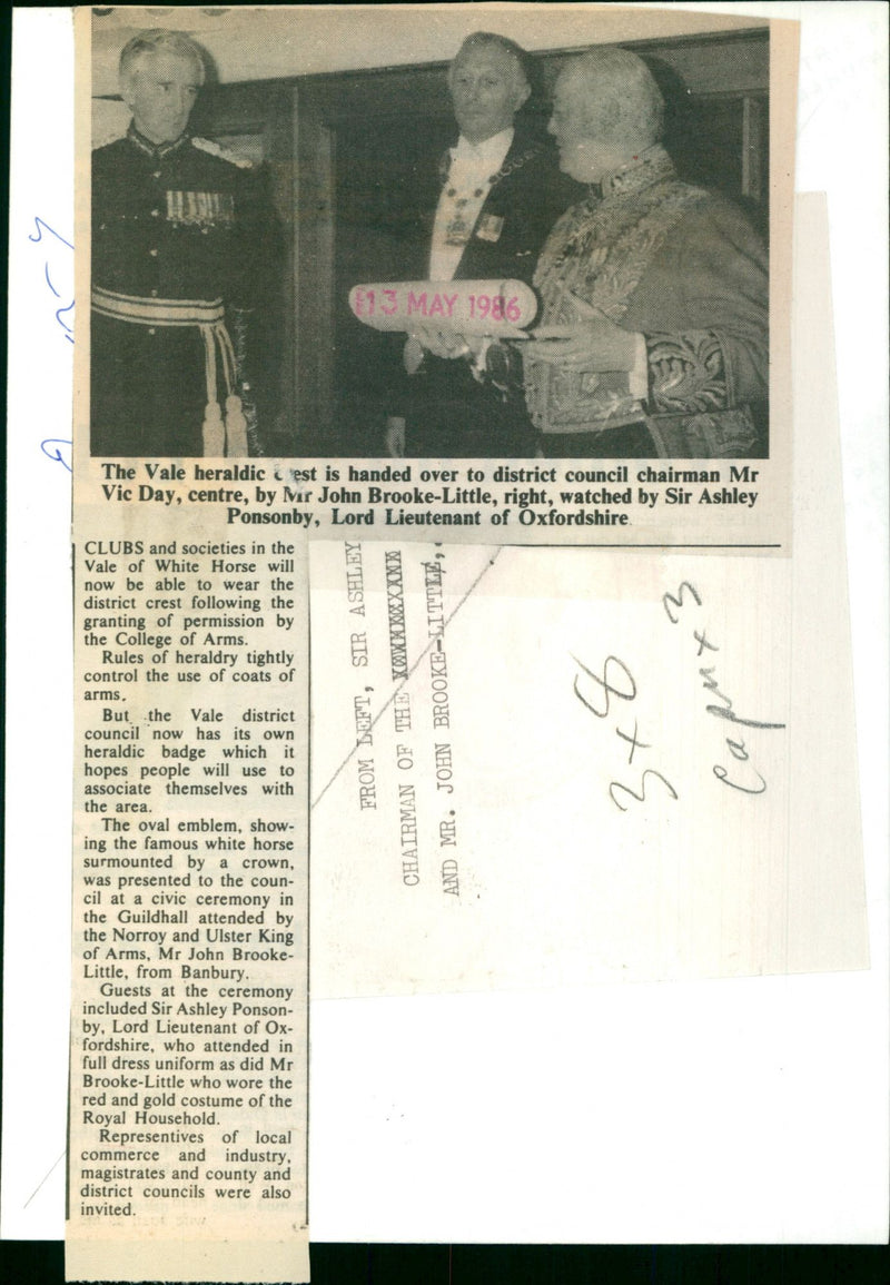 Vic Day, John Brooke-Little and Sir Ashley Ponsonby - Vintage Photograph