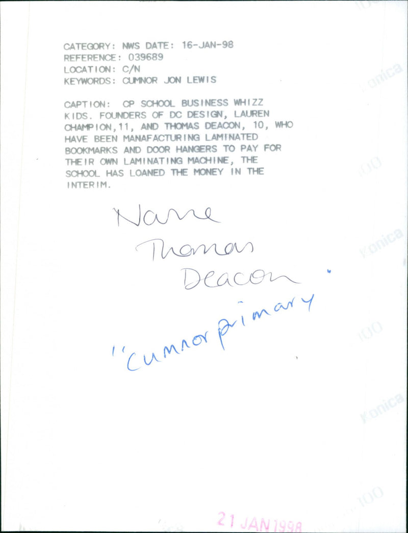 Lauren Champion and Thomas Deacon - Vintage Photograph