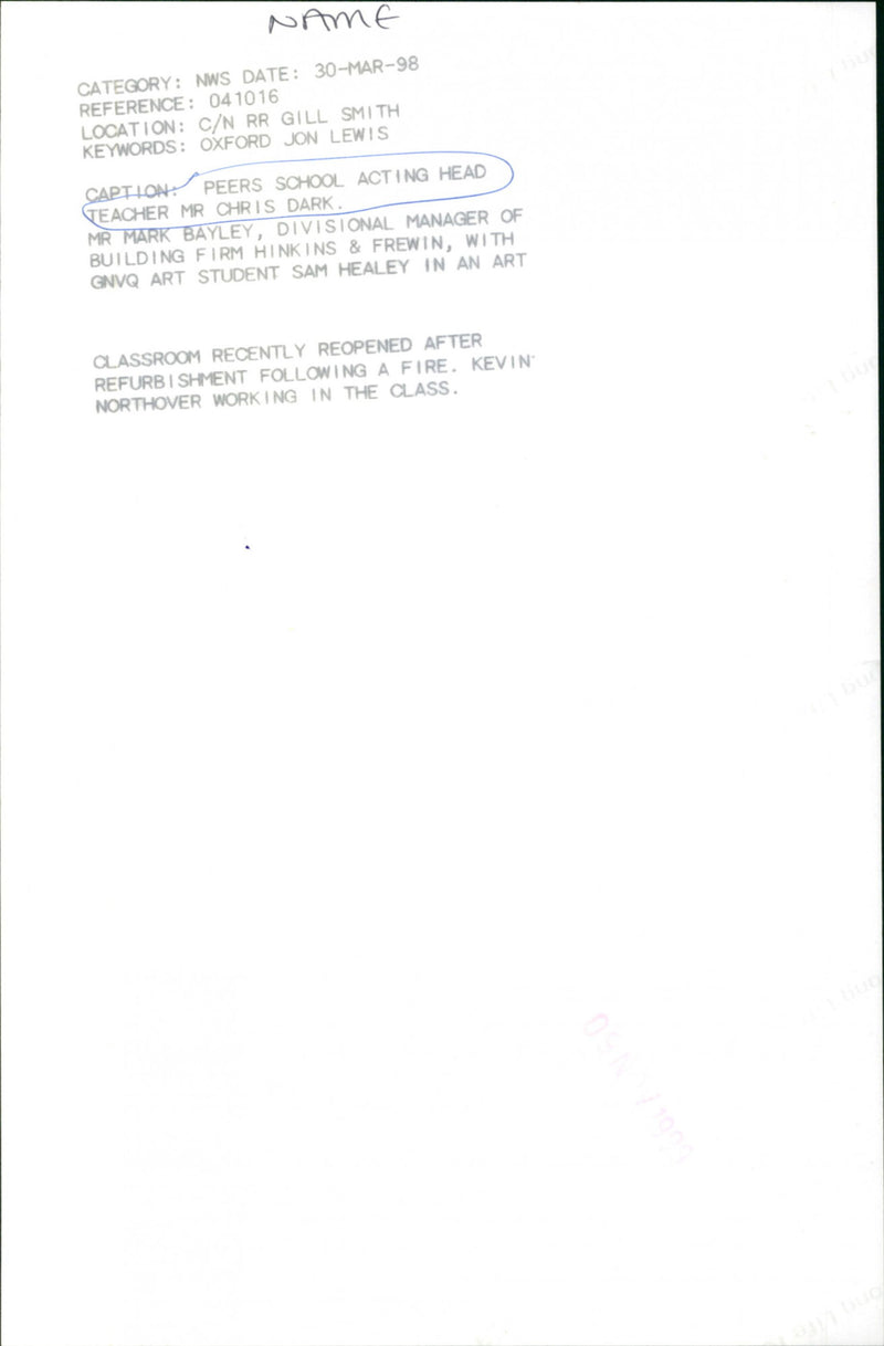 Chris Dark - Vintage Photograph