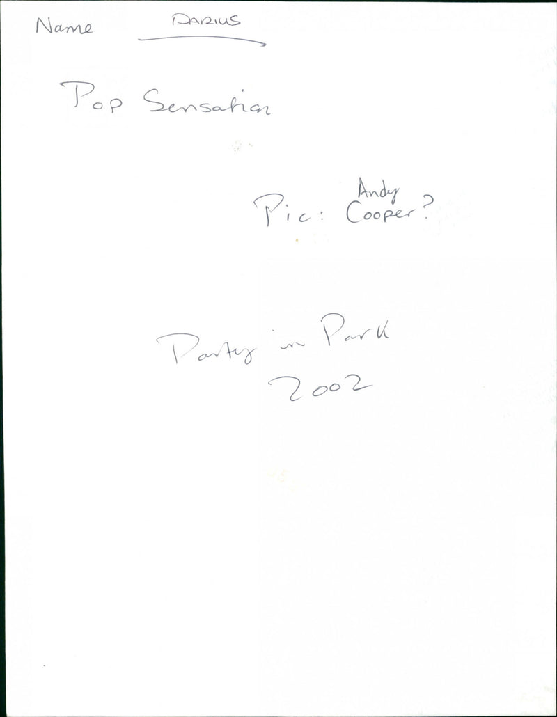 Darius Danesh - Vintage Photograph