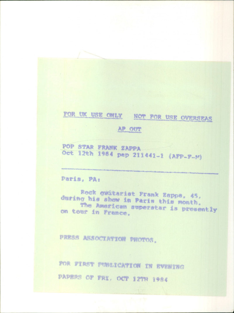 Frank Zappa - Vintage Photograph