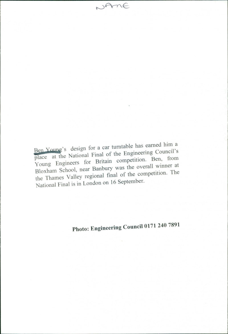 Ben young's car design - Vintage Photograph