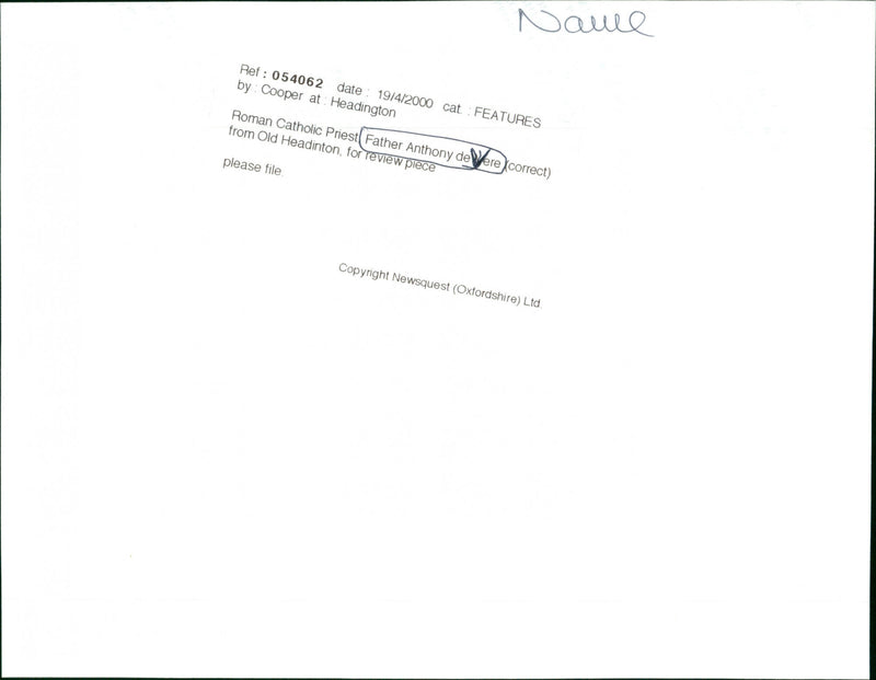 Father Anthony de Vere - Vintage Photograph