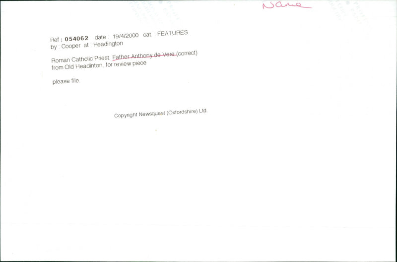 Father Anthony de Vere - Vintage Photograph