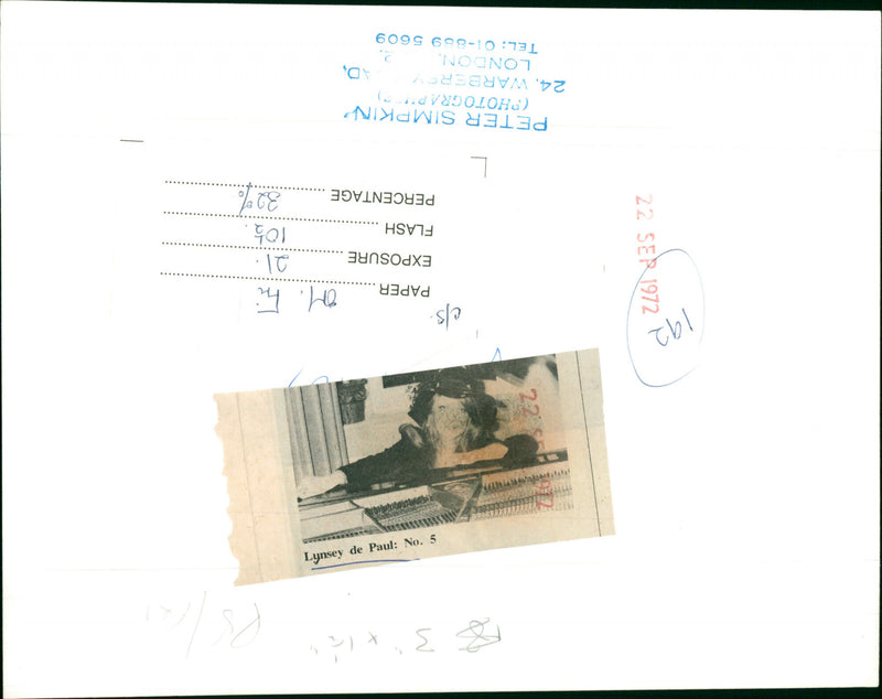 Lynsey de Paul - Vintage Photograph