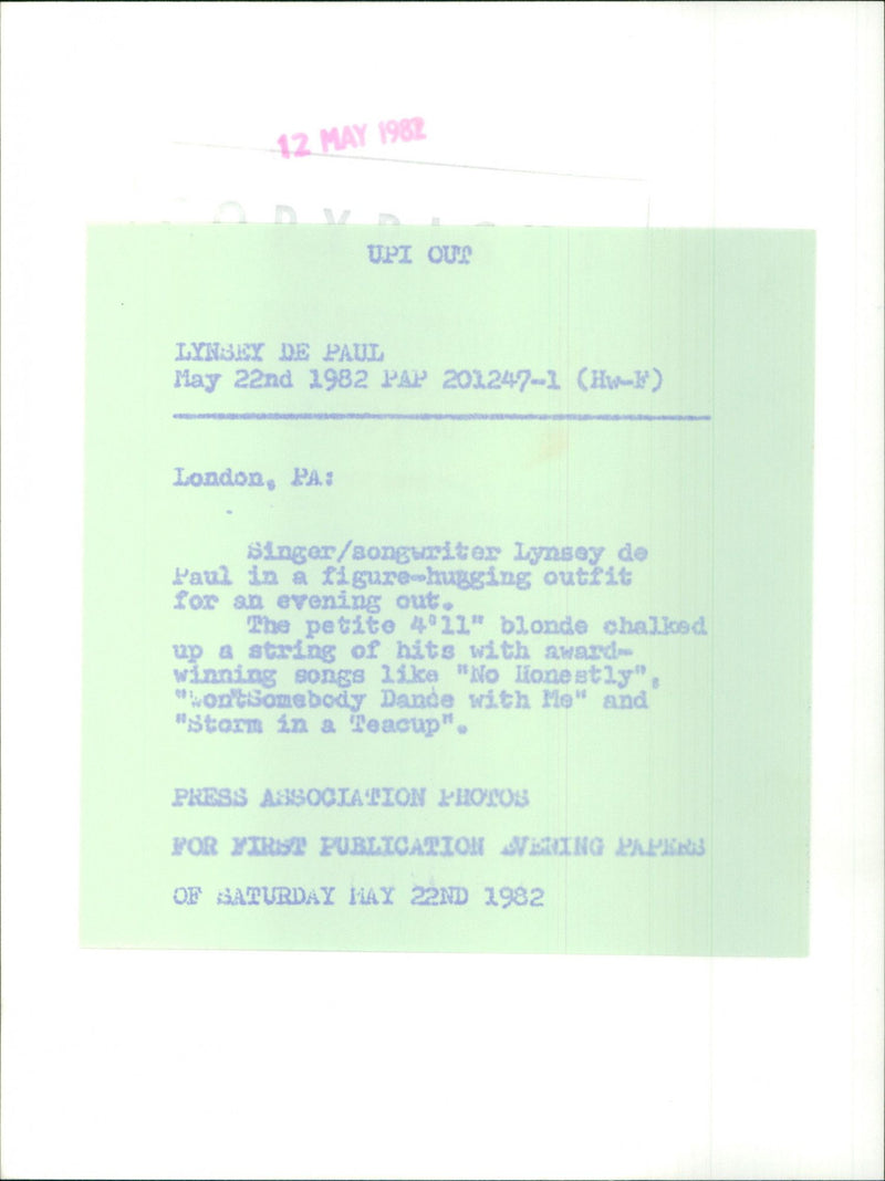 Lynsey de Paul - Vintage Photograph