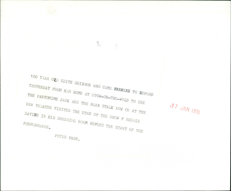 Freddie Davies and Edith Gribbon - Vintage Photograph