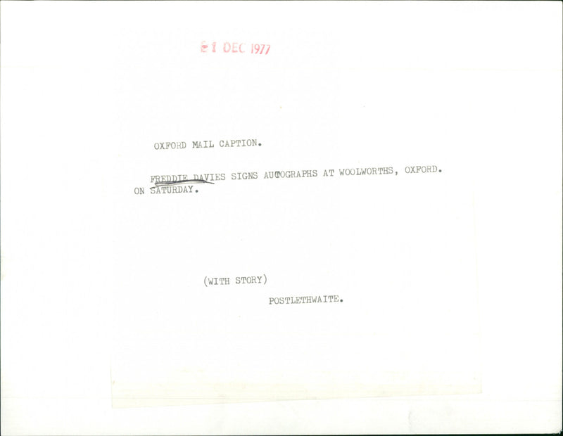 Freddie Davies - Vintage Photograph