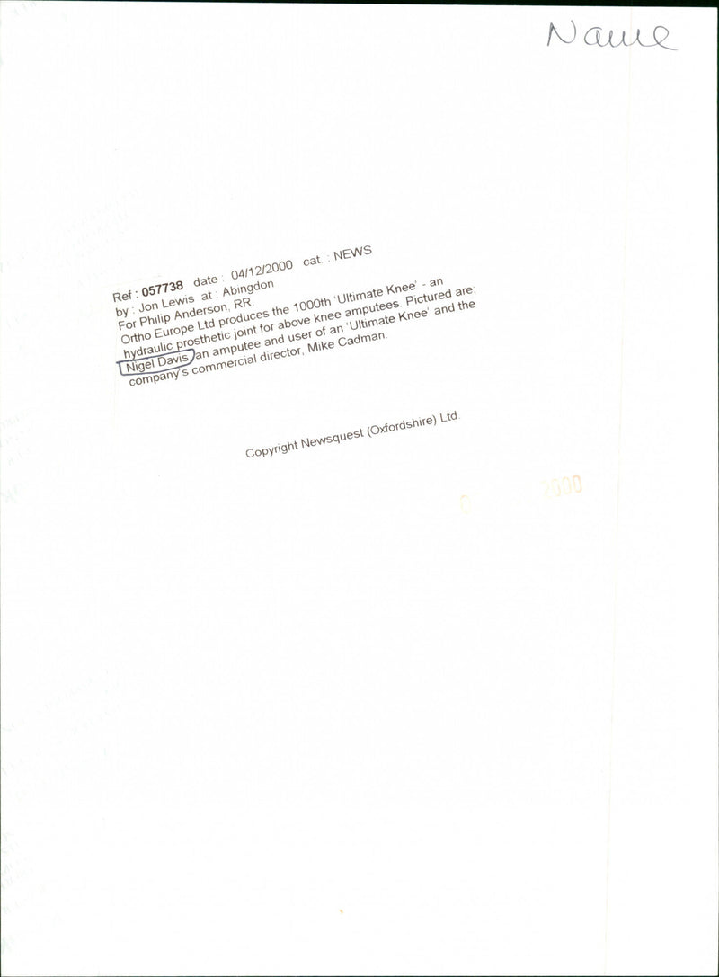 Nigel Davis - Vintage Photograph