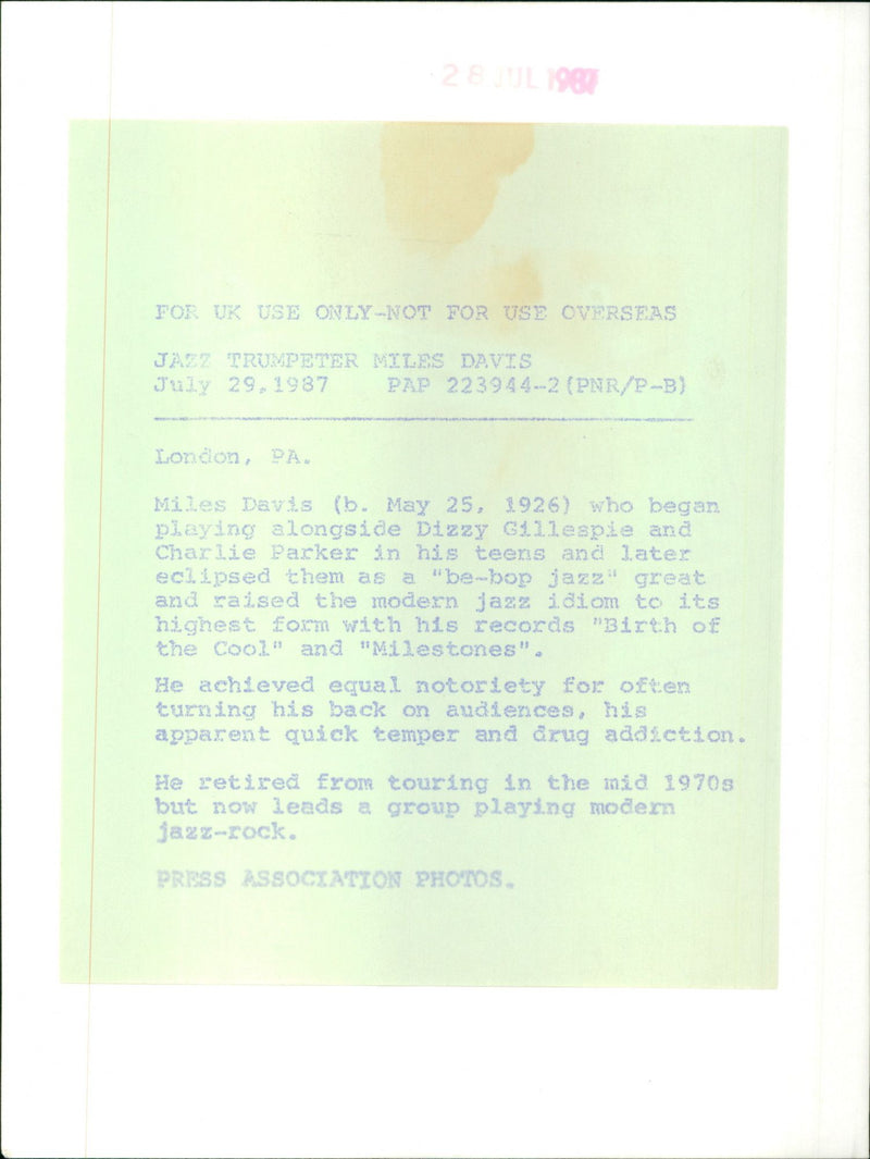 Miles Davis - Vintage Photograph