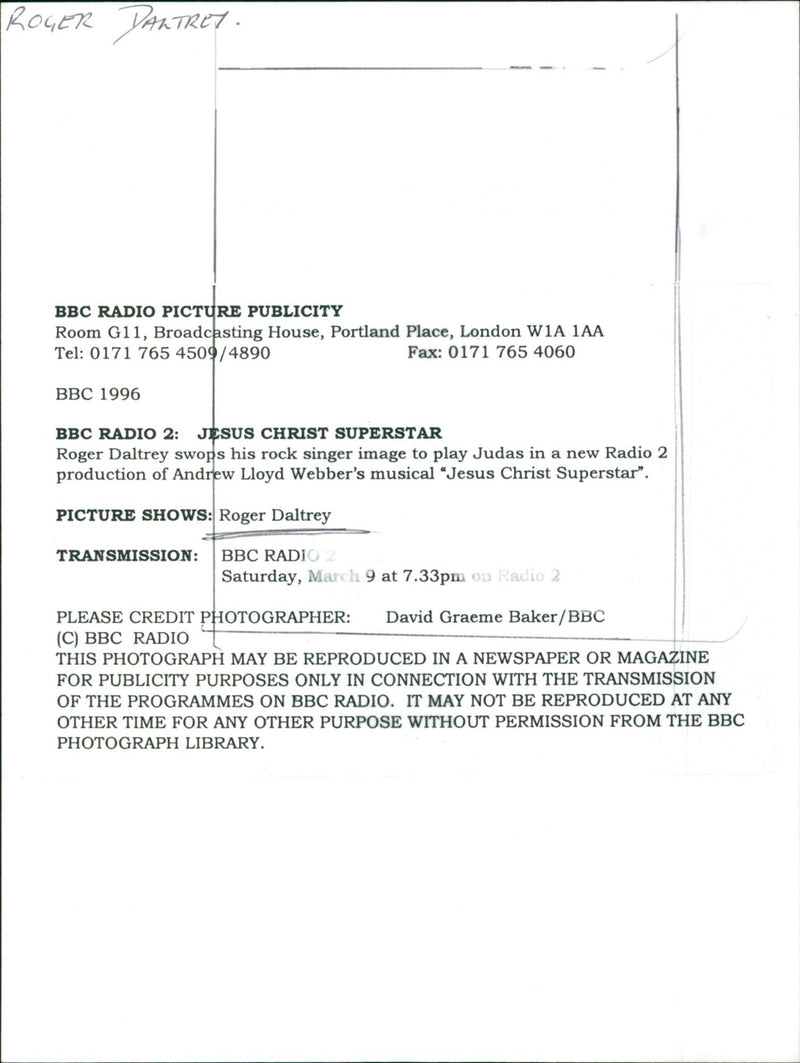 Roger Daltrey - Vintage Photograph