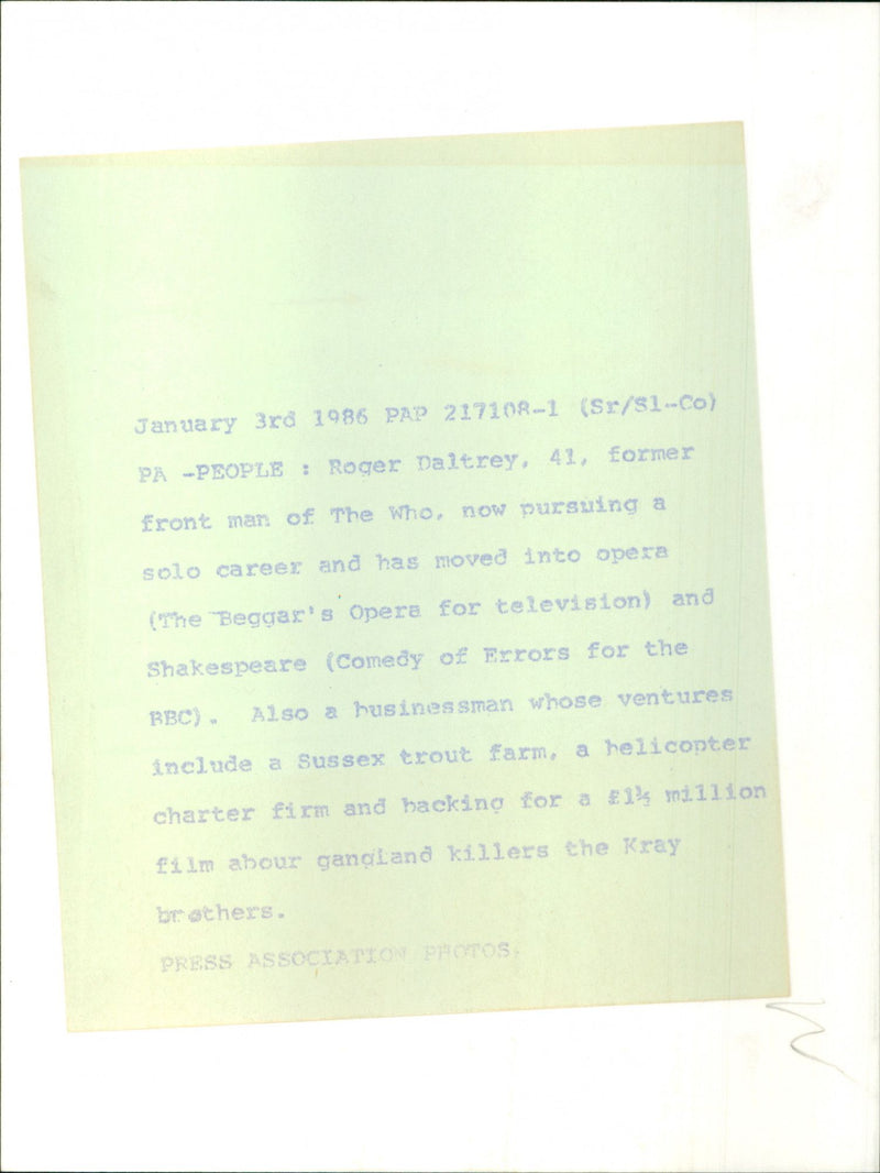 Roger Daltrey - Vintage Photograph