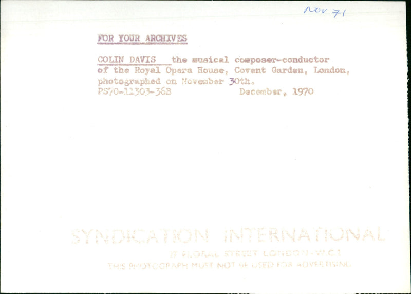 Colin Davis - Vintage Photograph