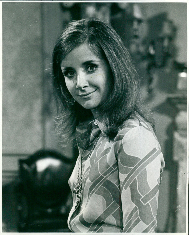Actress Angela Douglas filming an episode of the TV show "Happy Ever After". - Vintage Photograph