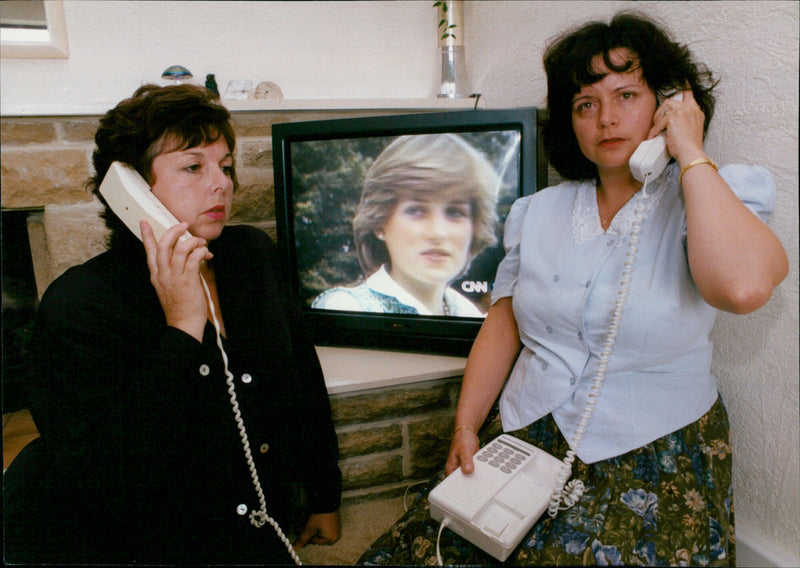 Annabel Dore and Alison Rooke advocating for more balanced coverage of Princess Diana's funeral. - Vintage Photograph
