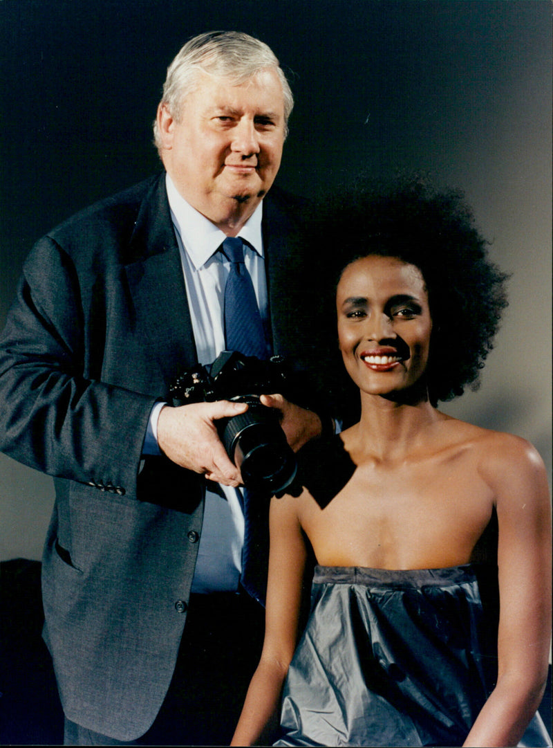 World renowned photographer Terence Donovan and Waris Dirie, who would later grace the cover of the Pirelli calendar. - Vintage Photograph