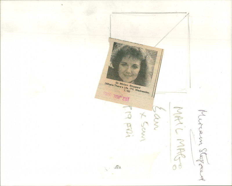 Dr Miriam Stoppard appears on ITV's 'Where There's Life' programme. - Vintage Photograph