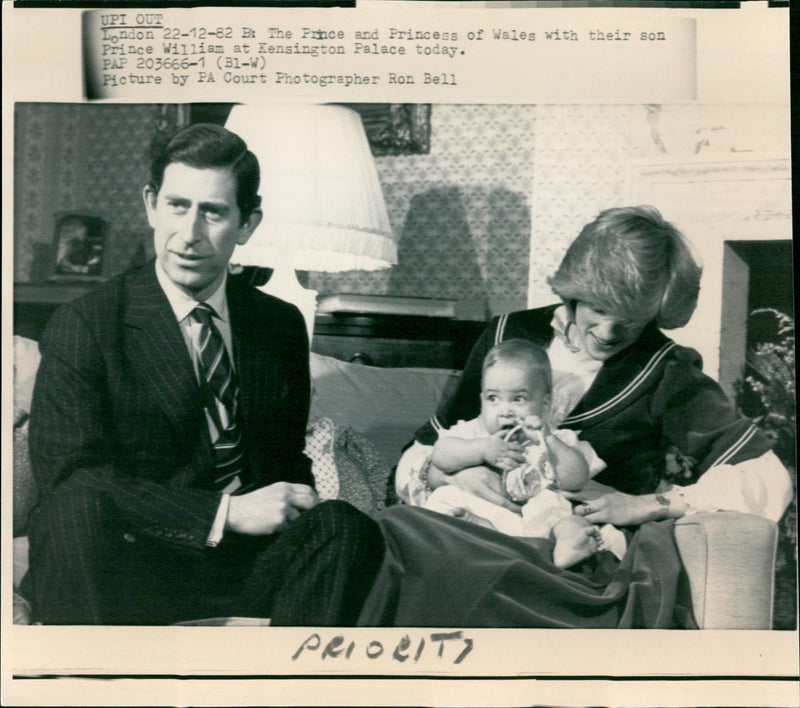 Princes William with Prince and Princess of Wales - Vintage Photograph