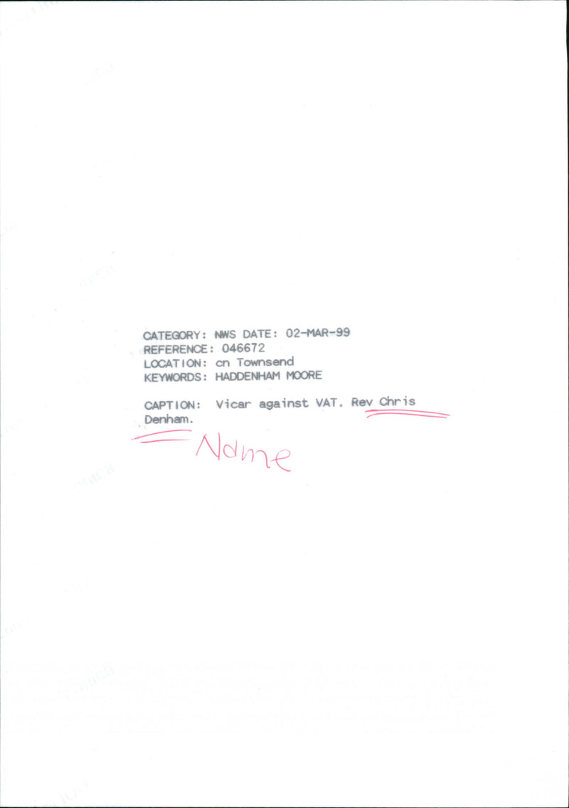 Rev. Chris Denham - Vintage Photograph