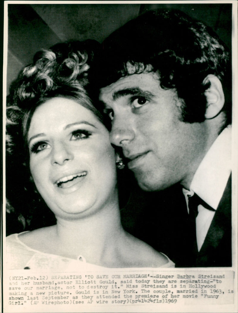 Barbra Streisand and Elliot Gould - Vintage Photograph