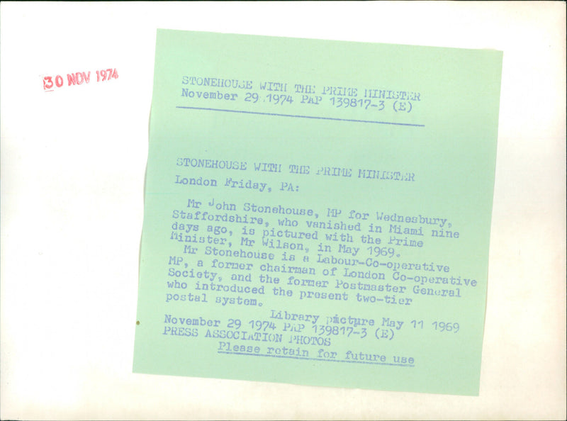 John Stonehouse - Vintage Photograph