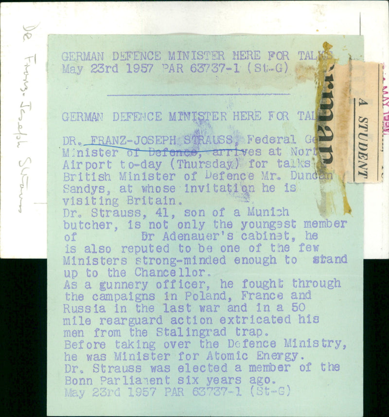 Dr. Franz-Joseph Strauss - Vintage Photograph