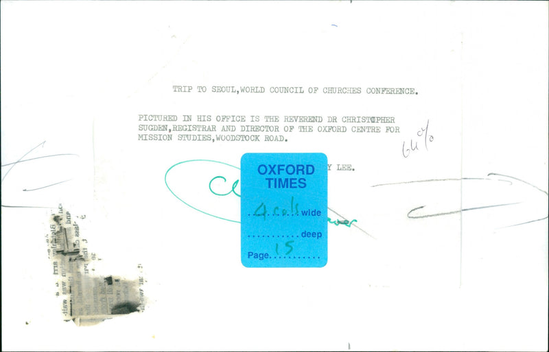 Reverend Dr Christopher Sugden - Vintage Photograph