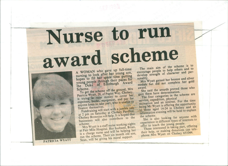 Patricia Wyatt, of Papist Way, Cholsey, is raising money to cover the expenses of the Duke of Edinburgh Award Scheme. - Vintage Photograph