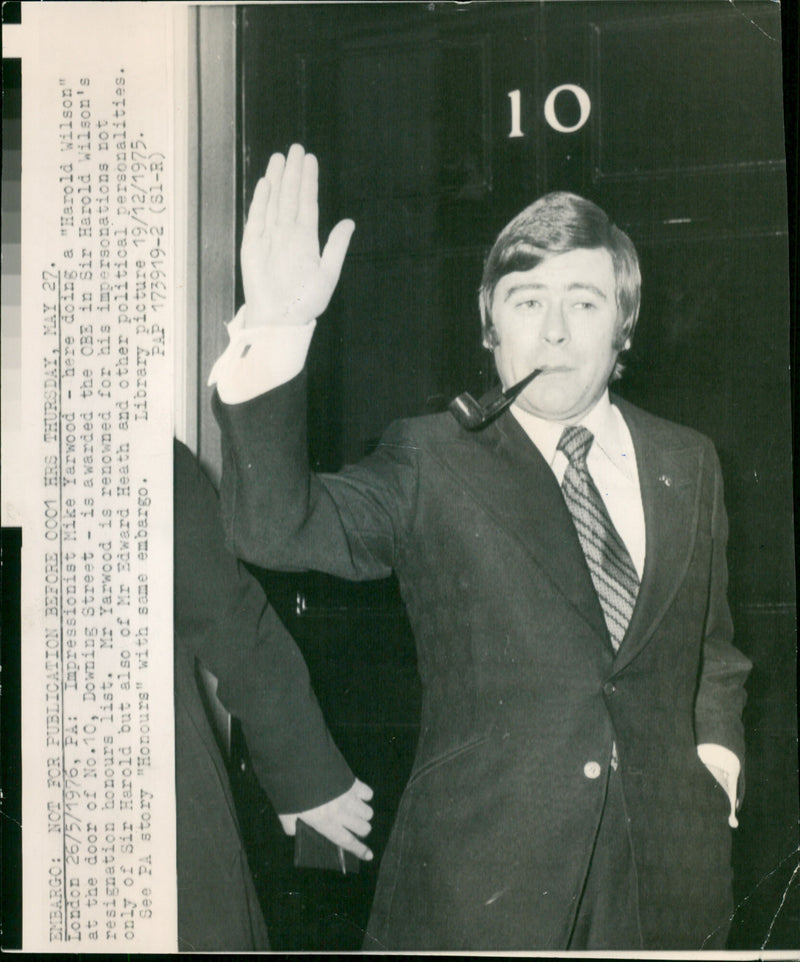 Impressionist Mike Yarwood awarded OBE in Sir Harold Wilson's resignation honours list. - Vintage Photograph