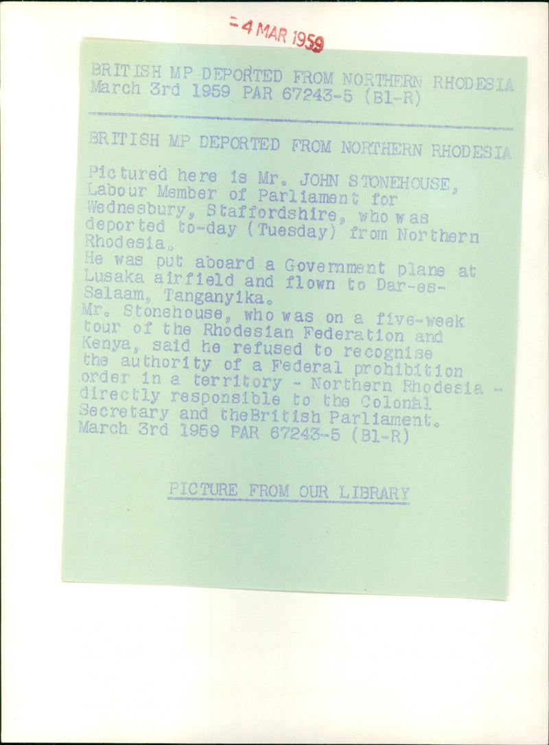 John Stonehouse - Vintage Photograph